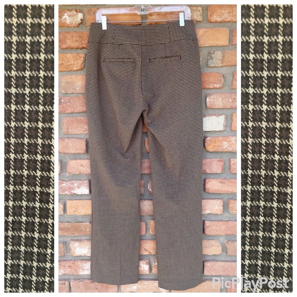 Christopher & Banks Brown Micro-plaid Pull-on Strait Leg Pants Dark Academia - Picture 10 of 10